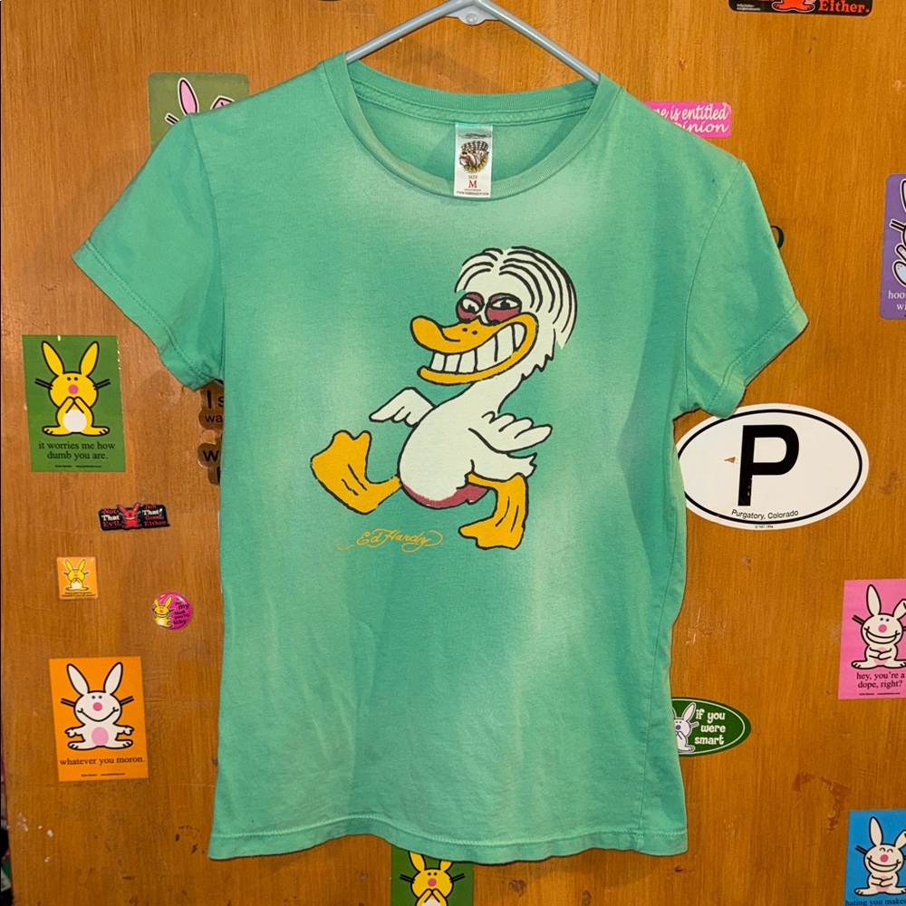 Ed Hardy Mint Green Graphic Duck Tee🍀